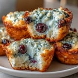 Mini cottage cheese blueberry bites with lemon zest, a healthy protein-packed snack for any time of day.  