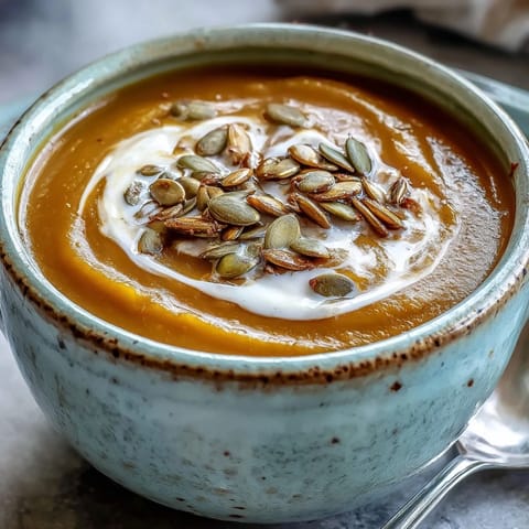 Golden-brown roasted squash and tender apples for the cozy autumn soup.