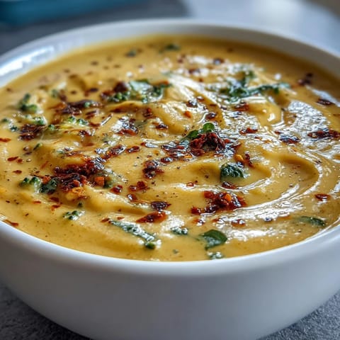 Creamy butternut squash broccoli cheddar soup steaming in a rustic bowl, garnished with extra sharp cheddar and fresh herbs.