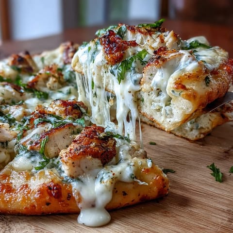 Golden Garlic Naan Chicken Caesar Pizzas with juicy chicken and creamy Caesar dressing.