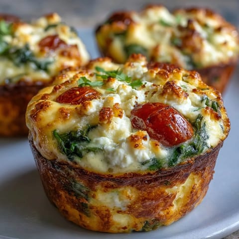 High-protein egg muffin cups loaded with spinach and tomatoes, perfect for healthy meal prep and busy mornings.  