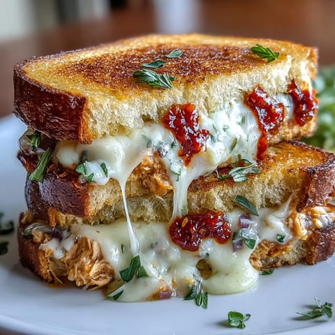 A mouthwatering Spicy Tuna Melt with Calabrian Chili, featuring toasted sourdough, gooey cheese, and a fiery chili oil drizzle.