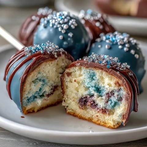 Pisces-Themed Galaxy Cake Pops with shimmering edible glitter in dreamy cosmic swirls.
