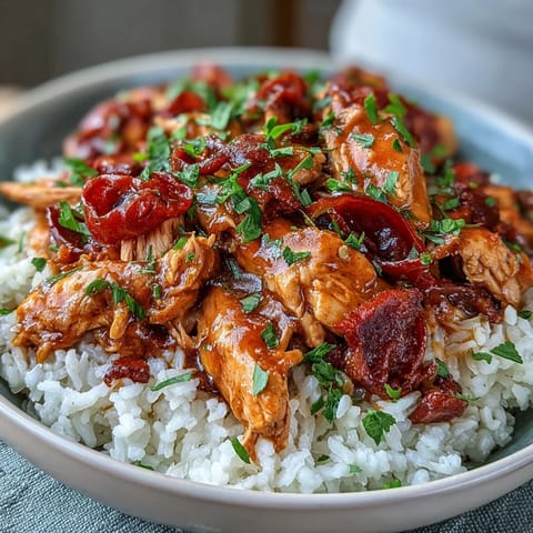 Savory ranch and au jus flavors in slow-cooked Mississippi chicken served over steamed white rice.  