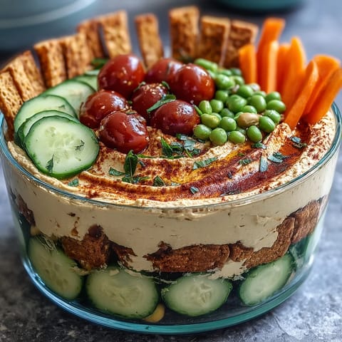 Portable snack cups filled with creamy hummus and fresh vegetable sticks for healthy on-the-go munching.