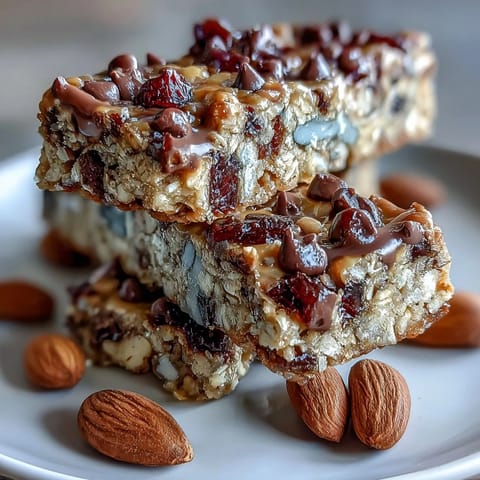 1. No-Bake Granola Energy Bars with oats, nuts, and dried fruit, perfect for hiking or a quick on-the-go snack.