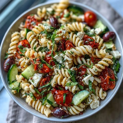 Easy Picnic Pasta Salad with Italian Dressing: vibrant rotini pasta mixed with colorful veggies and mozzarella, coated in zesty Italian dressing for a refreshing summer side.