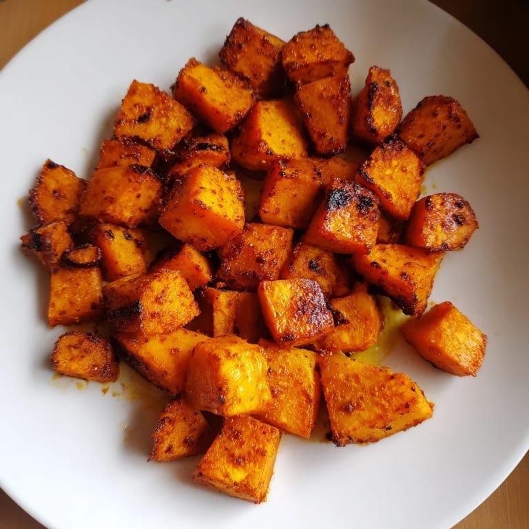 Vibrant image of perfectly caramelized Roasted Sweet Potatoes, a simple and delicious vegan side dish.