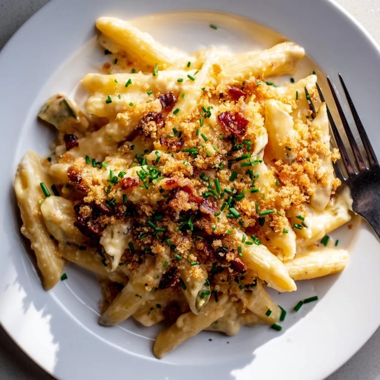 Spicy Jalapeño Popper Pasta tossed in a rich, creamy cheese sauce, ready to be enjoyed for dinner.