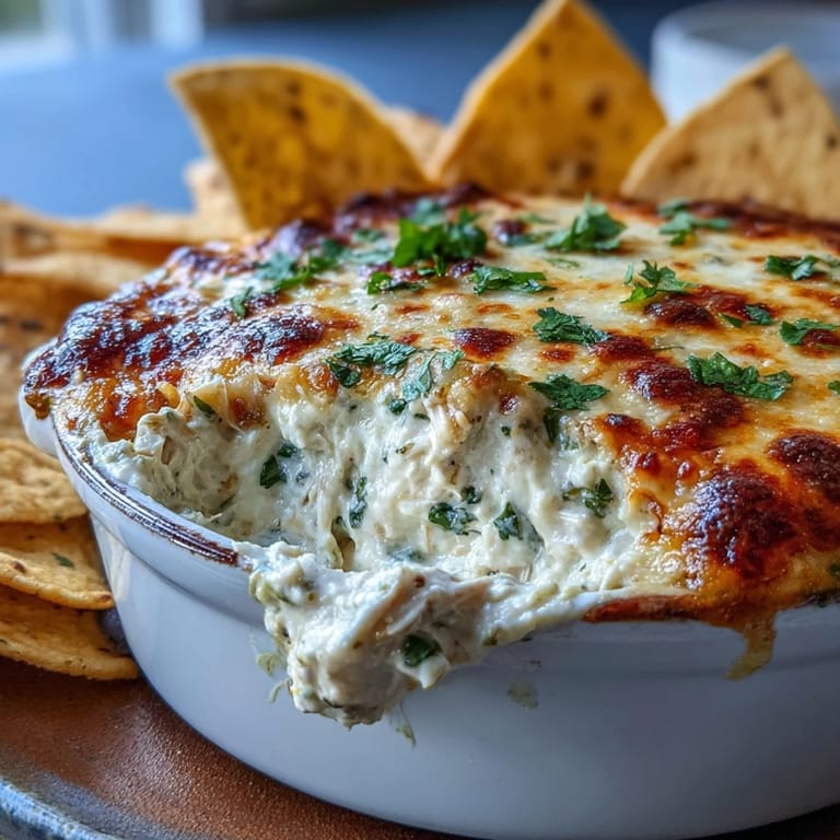 Savory Cilantro and Lime Chicken dip in a white baking dish, garnished with cilantro and lime, ready to serve.