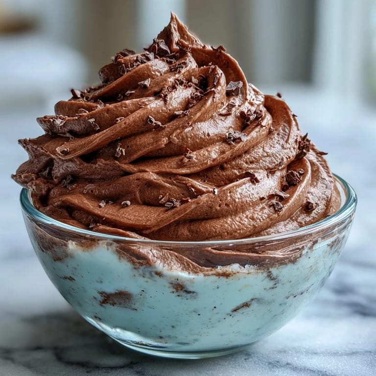 Thick, creamy protein fluff served with a spoon, a high-protein snack ready to enjoy immediately.