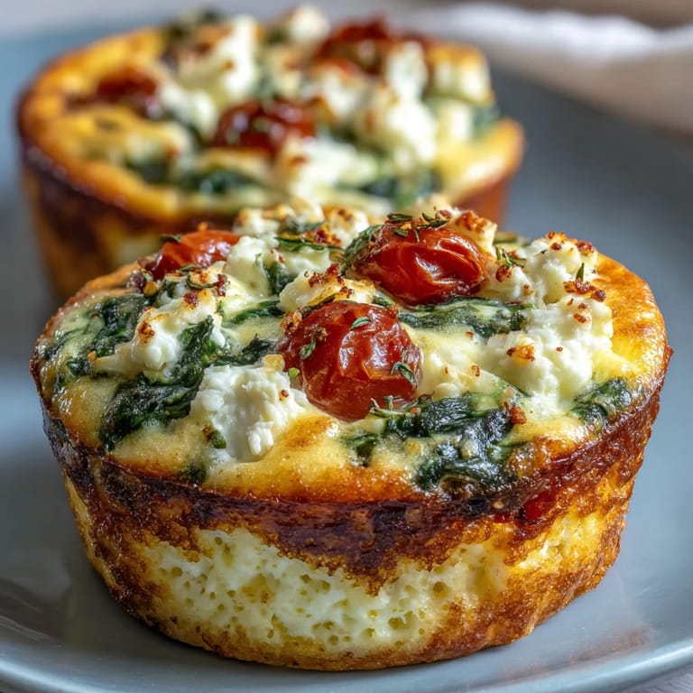 Savory egg muffins baked with fresh spinach, juicy cherry tomatoes, and cheddar cheese for a protein-packed breakfast.  