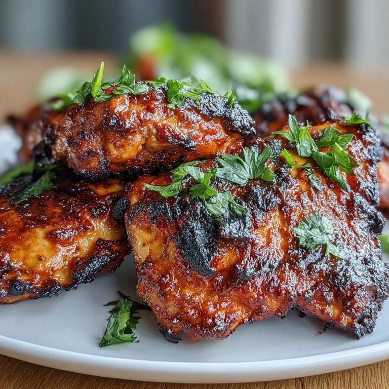 Golden-brown tandoori chicken thighs, infused with aromatic spices and served with fresh lemon wedges and crisp salad greens.  