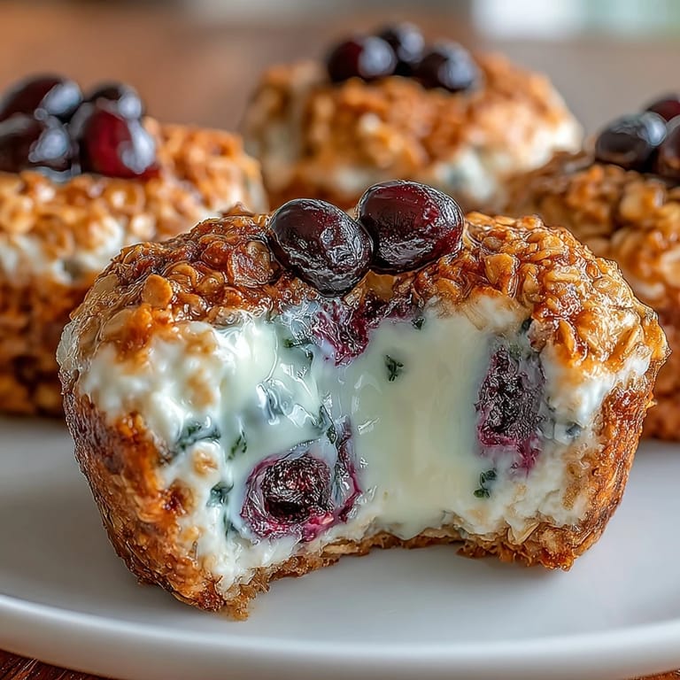 Fluffy mini cottage cheese blueberry bites baked with oats, perfect for a quick, nutritious breakfast or snack.  