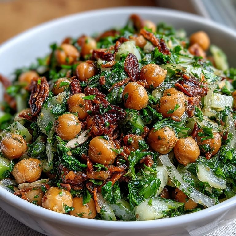 A vibrant, protein-rich chickpea salad featuring fresh celery, red onion, and a zesty Dijon vinaigrette for a light meal.  