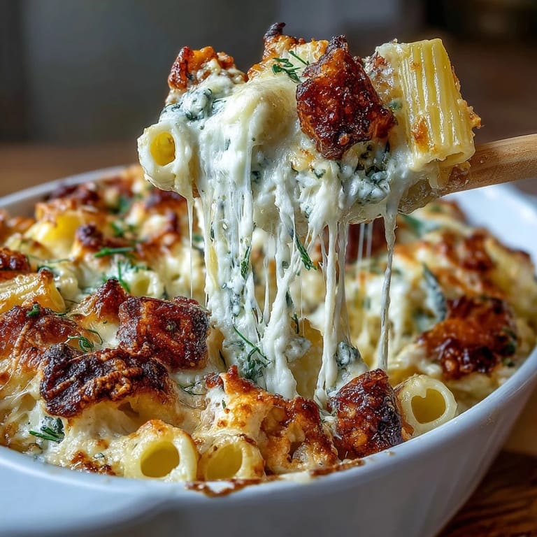 Cheesy pasta bake with melted cheddar and herbs, baked in one pot for easy family dinners.
