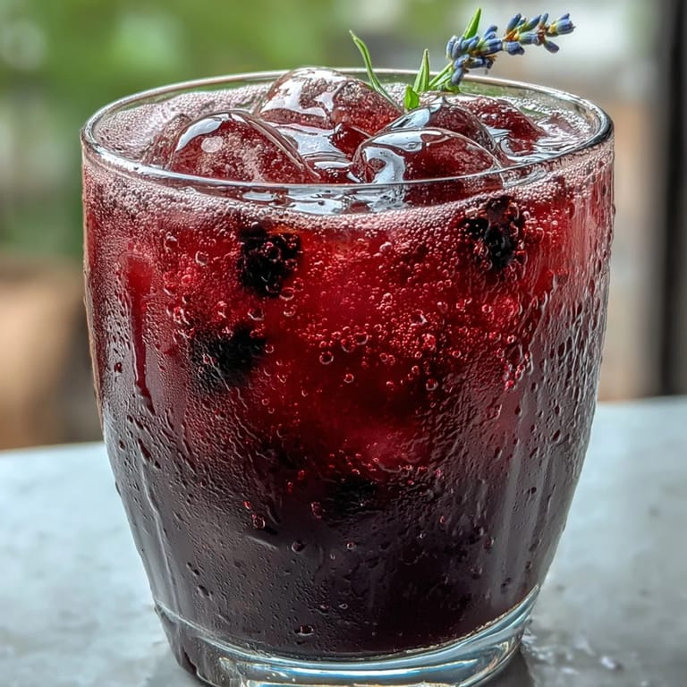 Sparkling lavender lemonade with juicy blackberries, perfect for a summer party.