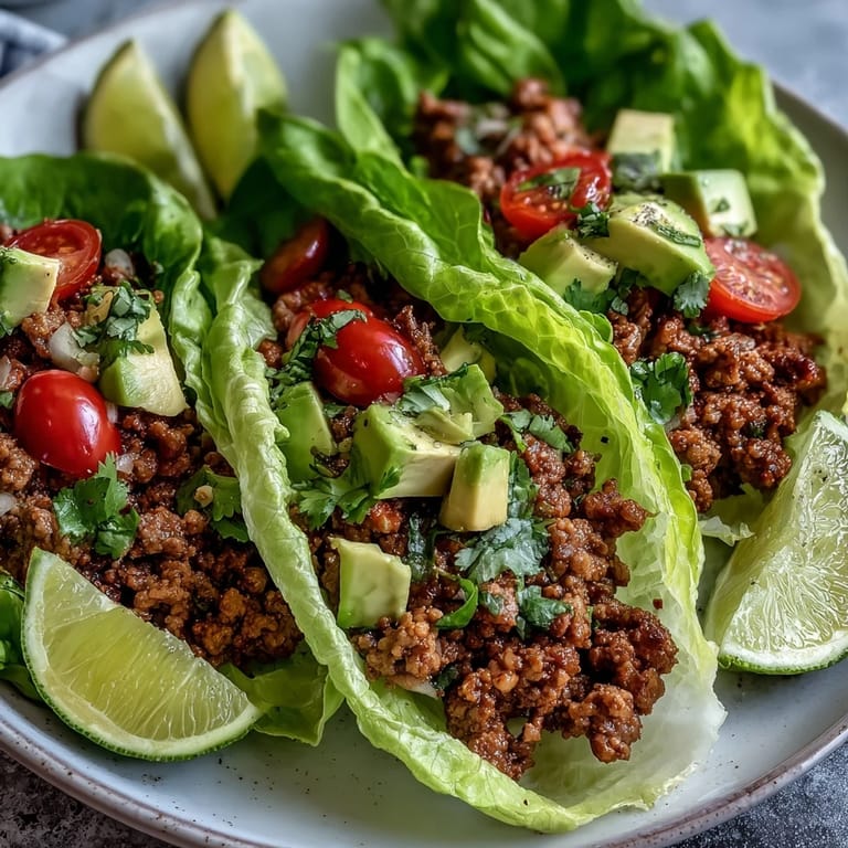 Low carb Turkey Taco Lettuce Wraps featuring seasoned meat in crisp, refreshing leaves.