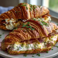 Buttery croissants stuffed with fluffy scrambled eggs and melted cheddar, a quick and indulgent breakfast for busy mornings.